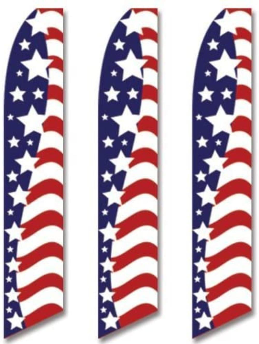 OPEN Patriotic USA Flutter Flag Tall Curved Top Feather Swooper Banner Sign 