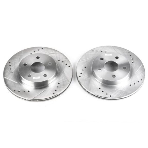 Power Stop Front Pair of Drilled and Slotted Brake Rotors JBR793XPR Fits 2002 Toyota RAV4