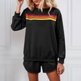 thumbnail image 2 of Women's 2 Piece Shorts Sets Fashion Rainbow Stripe Print Long Sleeve Sweatshirts Fall Winter Comfy Casual Loose Vacation Suits, 2 of 6