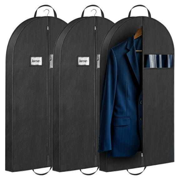Mber 3 Pack 43" Garment Bags for Hanging Clothes, Travel Suit Bag for Closet Storage, Garment Bag with Handles for Suits Dance Costumes Coats, Black
