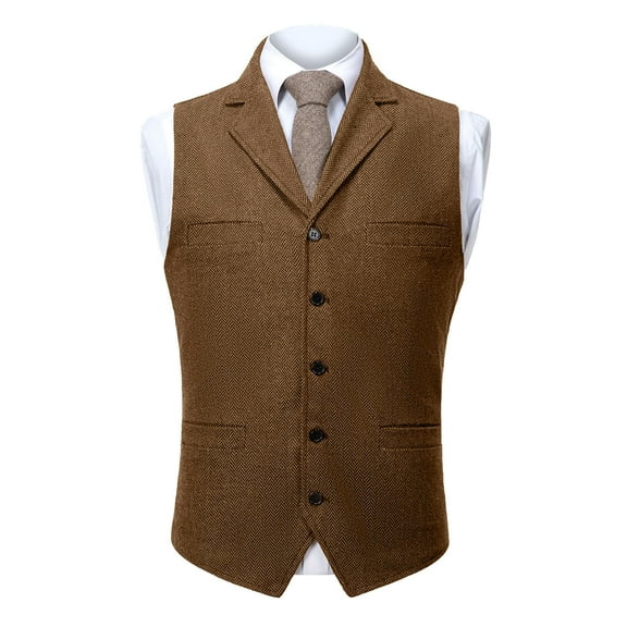 Kalauyu Men's Business Suit Vests Slim Fit Formal Dress Waistcoat Groomsman Vest For Wedding