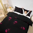 thumbnail image 3 of Homewish Gothic Halloween Skull Twin Duvet Cover,Pink Skeleton Print Twin Bedding,Black Reversible,2 Pieces,1 Duvet Cover and 1 Pillowcase, 3 of 6
