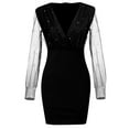thumbnail image 5 of LYXSSBYX Long Sleeve Dress for Women Women Fashion Point Print Mesh Sexy Retro Elegant V-Neck Party Club Dress, 5 of 6
