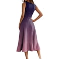 thumbnail image 4 of UoCefik Women's Cocktail Dresses 2025, Formal Wedding Guest Ruffle Prom Party Evening Dress V-Neck Vintage Dresses Purple M, 4 of 4