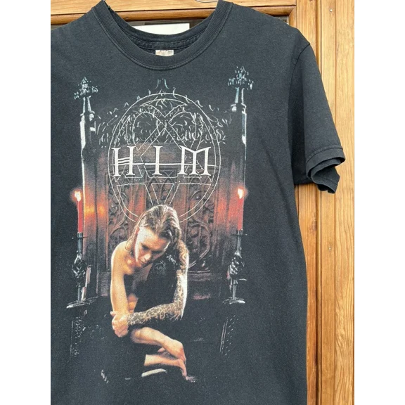 RARE HIM band vintage t-shirt, brand new black shirt, HIM the rock band TE9080