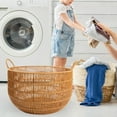 thumbnail image 4 of Woven Basket with Handle Wicker Baskets for Nursery Laundry Room Living Room Short, 4 of 5