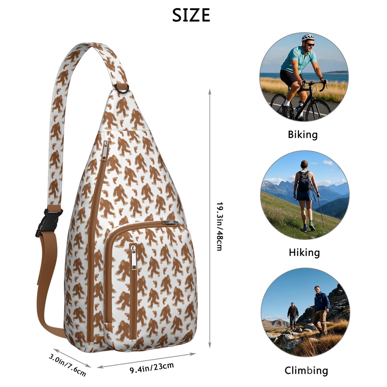 Bigfoot Hiking Sling Backpack – Mythical Sasquatch Crossbody Bag for Outdoor Adventures, Camping & Travel