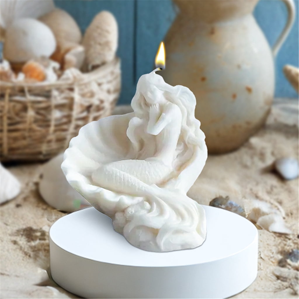 DIY Shell Mermaids Candle Silicone Mold Unique Shell Mermaids Candle Making Mold Easy to Clean Silicone Accessory Mold