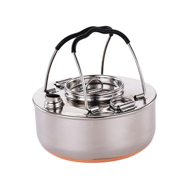 Bouilloire de Camping Bouilloire à Eau Feu de Camp Extérieur Cafetière Théière Théière de Camping pour Camping Barbecue Cour Pique-Niques Randonnée 1,5 L