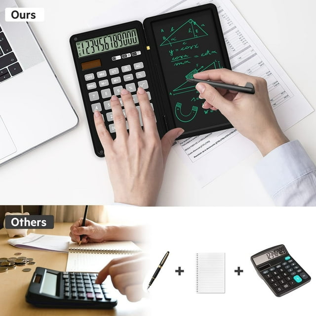Calculadora científica con tableta de escritura Calculadora científica de ingeniería Pantalla LCD Adecuada para estudiantes, profesores y uso comercial Uso de batería y energía solar