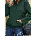 thumbnail image 5 of Womens Casual Textured Long Sleeve Henley Button V Neck Loose Pullover Trendy Fall Outfits Tops Dark Green XL, 5 of 7