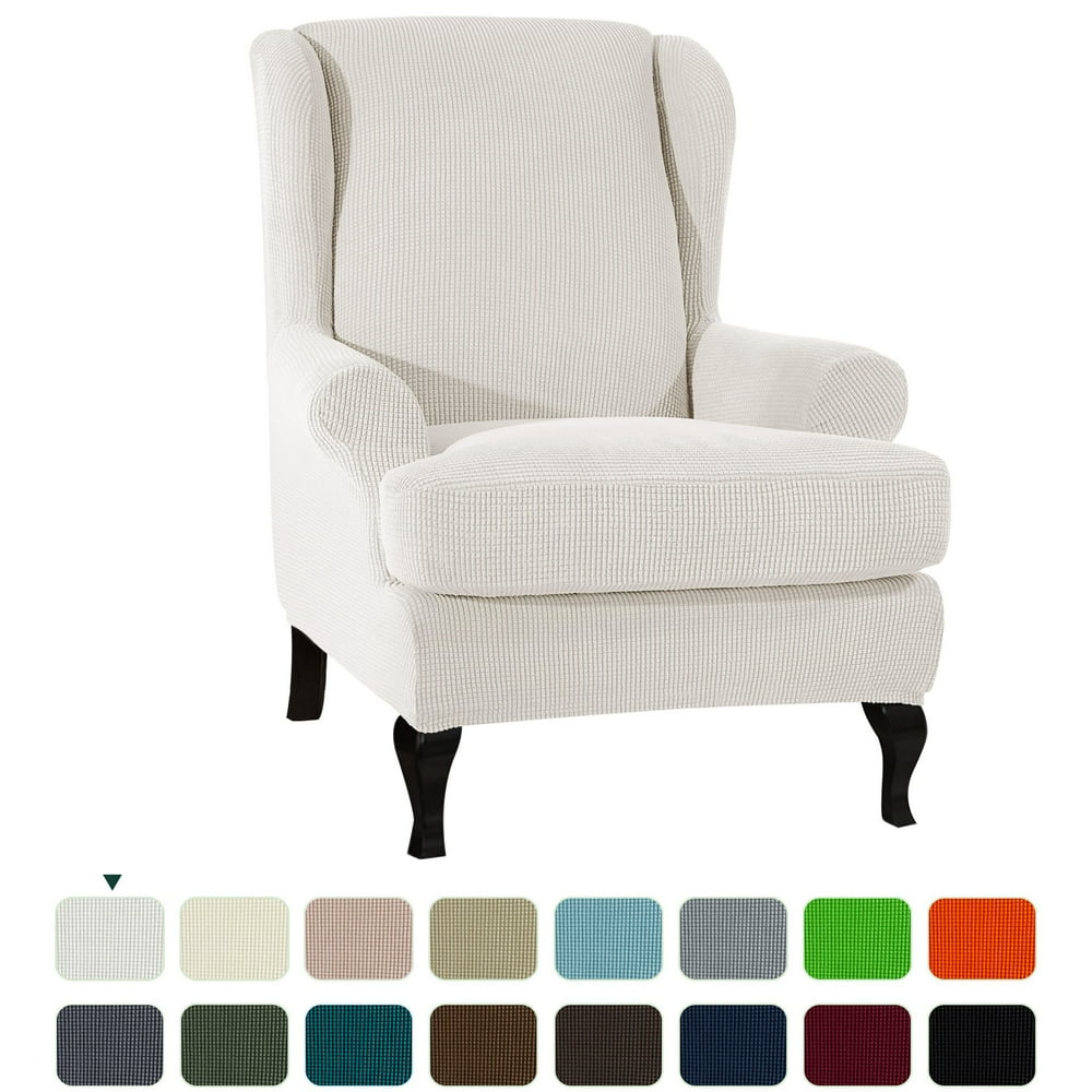 Subrtex 2-Piece Stretch Jacquard Wing Chair Cover Wingback Armchair