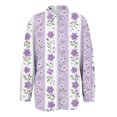 thumbnail image 6 of Endives Women's Button Down Shirt Floral Print Relaxed Fit Long Sleeved Shirt Outerwear Spring Summer Outfit Purple, 6 of 7