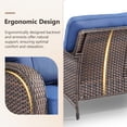 thumbnail image 5 of OPOHORO Outdoor 6 Pieces Conversation Set, Brown Wicker Sofa, with Swivel Chairs, Lounge Chairs and Side Table, Patio Furniture Set with 5" Thick Cushion Ideal for Porch and Deck, Blue, 5 of 13
