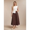 thumbnail image 2 of Brown Womens 100% Cotton A-Line Midi Skirt With Lace Hem And Side Pocket, 2 of 7