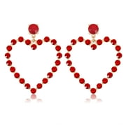 Sparkling Red Rhinestone Heart Drop Earrings - Perfect Valentine's Day Gift for Women - Statement Dazzlers