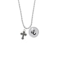 thumbnail image 2 of Delight Jewelry Silvertone Small Botonee Cross with Beaded Decoration Silvertone Script Initial Disc - C - Charm Necklace, 20"+3", 2 of 4