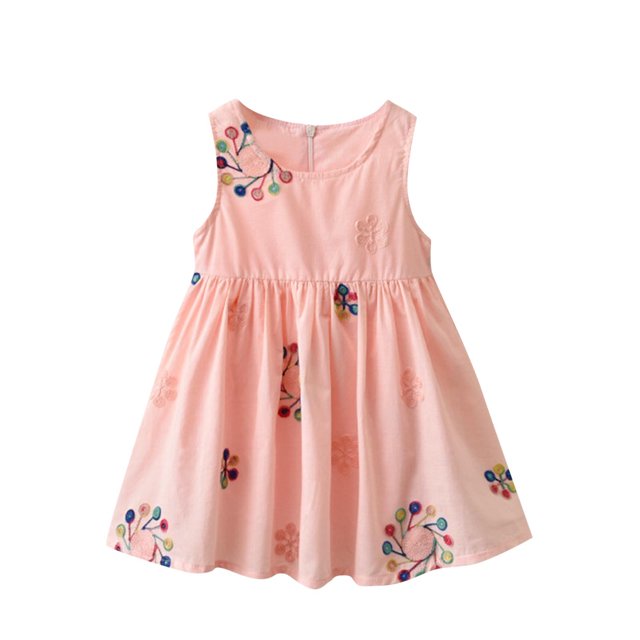 Économies d'Été Liquidation 2025 Bovxnpu Robes d'Été pour Filles Tout-Petits, Robes Décontractées pour Filles, Nouvelle Robe pour Filles Col Rond Sans Manches Brodée de Fleurs Robe Princesse Blanche