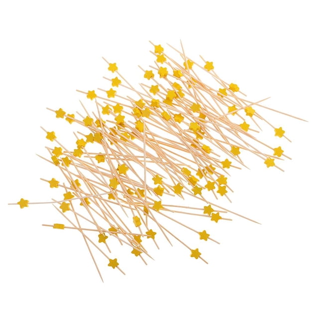 Palitos de bambú para cócteles, 100 unidades, para frutas, comida, agitadores de bebidas, para barbacoa Amarillo