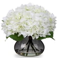 thumbnail image 1 of Flores artificiales Hollyone Hydrangea con jarrón de cristal, color blanco, 1 of 6