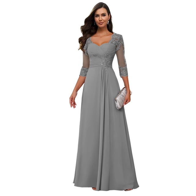 Vestido Loyeloy de encaje gris para madre de la novia Chiffon Plus 22