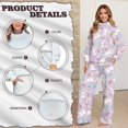 thumbnail image 7 of SCRAWLGOD Easter Rabbit Carrot Leaf Floral Print Violet 2 Piece Sets for Women Fall Outfits Sweatsuit Loose Fit Turtleneck Drawstring Sweatshirt Wide Leg Sweatpants Matching Set Tracksuit, XL, 7 of 7