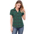 thumbnail image 1 of CamiDe Cuadros Estilo Western De Algodón Clásico Con Botones PaMujer Verde M, 1 of 6