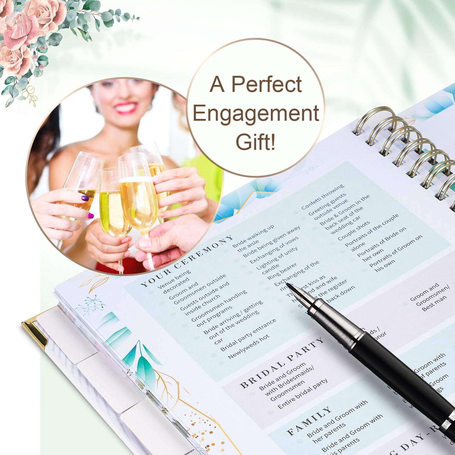 TJT Wedding Planner, 188 Page Wedding Planner and Organizer for Bride, Bridal Planning Binder with Countdown Calendar Gifts