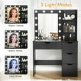 thumbnail image 3 of QinaQin Vanity Desk with Mirror and Lights, 35 Inch Makeup Table with 4 Drawers, Built-In Power Strip, USB and 3-Color LED Lighting, 3 of 7