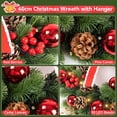 thumbnail image 2 of Qoosea  Christmas Wreath Artificial Pre-Decorated Holiday Accent ,16 Inch Christmas Wreath with 30 LED Lights, 8 Modes Pre-lit Christmas Wreath with Pine Cones, Red Berries, Met, 2 of 6