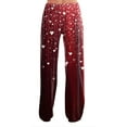thumbnail image 4 of Women's Casual Fashion Comfort Pajama Pants, Print Drawstring Pants Full Length Long, Love Valentine's Day Pattern Lounge Pants,Wine,2XL, 4 of 6