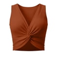thumbnail image 3 of Women's V Neck Twist Front Sleeveless Croppped Tank Tops (Orange S), 3 of 4