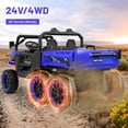 thumbnail image 6 of Ambifirner 2 Wider Seater Ride On Car for Kids, 24v Electric Power Ride On UTV Toy with Remote Control, 4 Wheels Shock Absorption, Soft Start, Bluetooth, Music, 2 Speed - Blue, 6 of 8