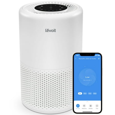 

Levoit Air Purifier PlasmaPro 200S for Large Rooms (457 Sq. Ft) Allergy and Asthma HEPA Filters Smart Voice Control Energy Star White.