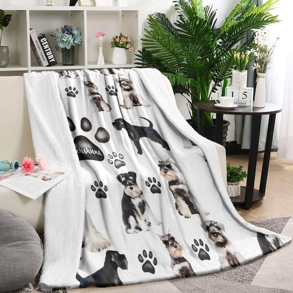 Schnauzer Dogs Blanket,Comfortable Soft Lamb Wool Throw Blanket,All Season,Warm Lightweight Blankets for Sofa Bed Couch Living Room Chair,60"x80"
