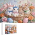 thumbnail image 5 of Rabbit Flower Basket 500 Piece Puzzle for Adults - Easter Bunny Surrounded by Eggs and Flowers, Perfect Indoor Family Night Fun or Spring Holiday Activity, Finished Size 20.5 x 15 in, 5 of 8