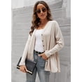 thumbnail image 3 of U.Vomade Cardigan à Manches Longues Boutonné Ourlet Classique Plissé Fendu pour Femmes, 3 of 8