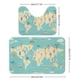 thumbnail image 2 of Animals, Map Of The World Bathroom Rugs Set 2 Pieces, Bathroom Set - Quick Drying Bath Mat And U-Shaped Toilet Rug, Water Absorbent Bath Carpet For Bedroom Floor Living Room, Machine Washable, 2 of 6