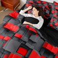 thumbnail image 5 of Homewish Modern Art Square Twin Bedding Sets 7-Piece, Stereoscopic Rectangle Bedding Comforter Set, Black Red Abstract Reversible Sheet Sets, Breathable Home Decor, 5 of 8