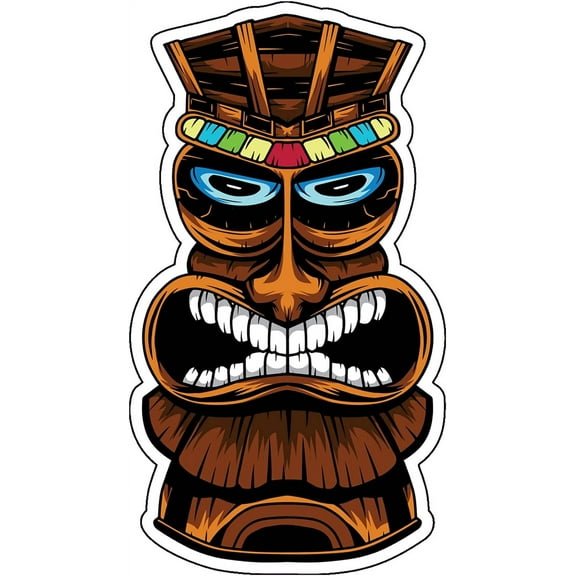 WickedGoodz Hawaiian Totem Vinyl Decal - Polynesian Beach Bumper Sticker - for Laptops Windows Cars Trucks