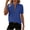 Blue, variant on Spring Fall Women's Sweaters Lightweight Casual Short Sleeve Crewneck Pullover Tops Elegant Loose Comfy Layering Shirt, White M