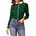 thumbnail image 1 of CAMISA DE MUJERES INSPIRE CHIC, CON BOTONES, DE MANGA LARGA, BLUSA CON COLLAR PETER PAN, TOPS, TAMAÑO M, VERDE, 1 of 7