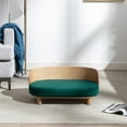 thumbnail image 2 of Pefilos 26" Modern Pet Sofa Dog Bed With Solid Wood legs and Bent Wood Back, Velvet Cushion, Walnut, Green, 2 of 17