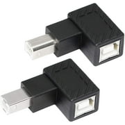 RIIEYOCA 90 Degree USB B Printer Adapter, Right Angle & Left Angle USB Type B 2.0 Male to Female Extension Connector