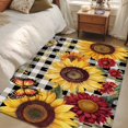 thumbnail image 4 of 3'x5' Area Rugs, Sunflower Black Check Indoor Outdoor Area Rug for Living Room Bedroom, Farmhouse Flowers Butterfly Washable Bathroom Rugs Kitchen Floor Carpet Mats Home Decor Aesthetic, 4 of 8