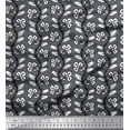 thumbnail image 1 of Soimoi Modal Satin Fabric Leaves & Floral Block Print Sewing Fabric Yard 42 Inch Wide, 1 of 3