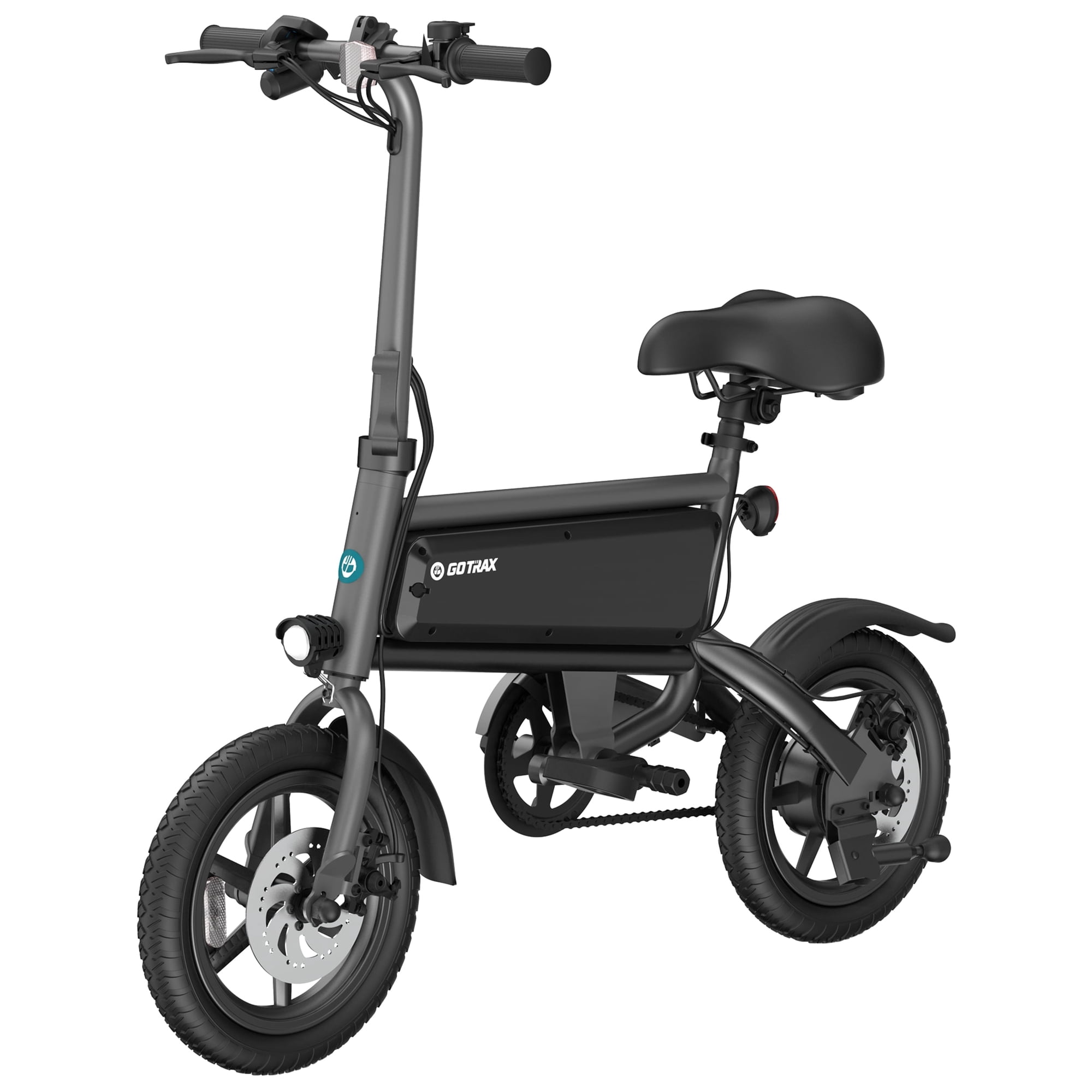 GOTRAX S2 14" Folding Adult Electric Bike, 250W, 15.5 mph Max Speed LED Display, Black