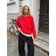 thumbnail image 5 of Suéter elegante de cuello redondo rojo para mujer, suéter elegante de manga larga, tops de punto sueltos informales, jerséis de moda nuevos para otoño 2024 para mujer, 5 of 5
