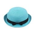 thumbnail image 4 of EliteGoogv Womens Vintage Bow Sun Hat Flat Top Retro Style Wide Brim For Women Summer Beach Travel Outdoor Sun Cap Dress Hat Fedora Headwear, 4 of 7