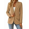 thumbnail image 2 of Women'S Fall Casual Blazer - Fully Lined Lightweights Button Lapel Collar Slim Fashion with Pocket Khaki S, 2 of 10